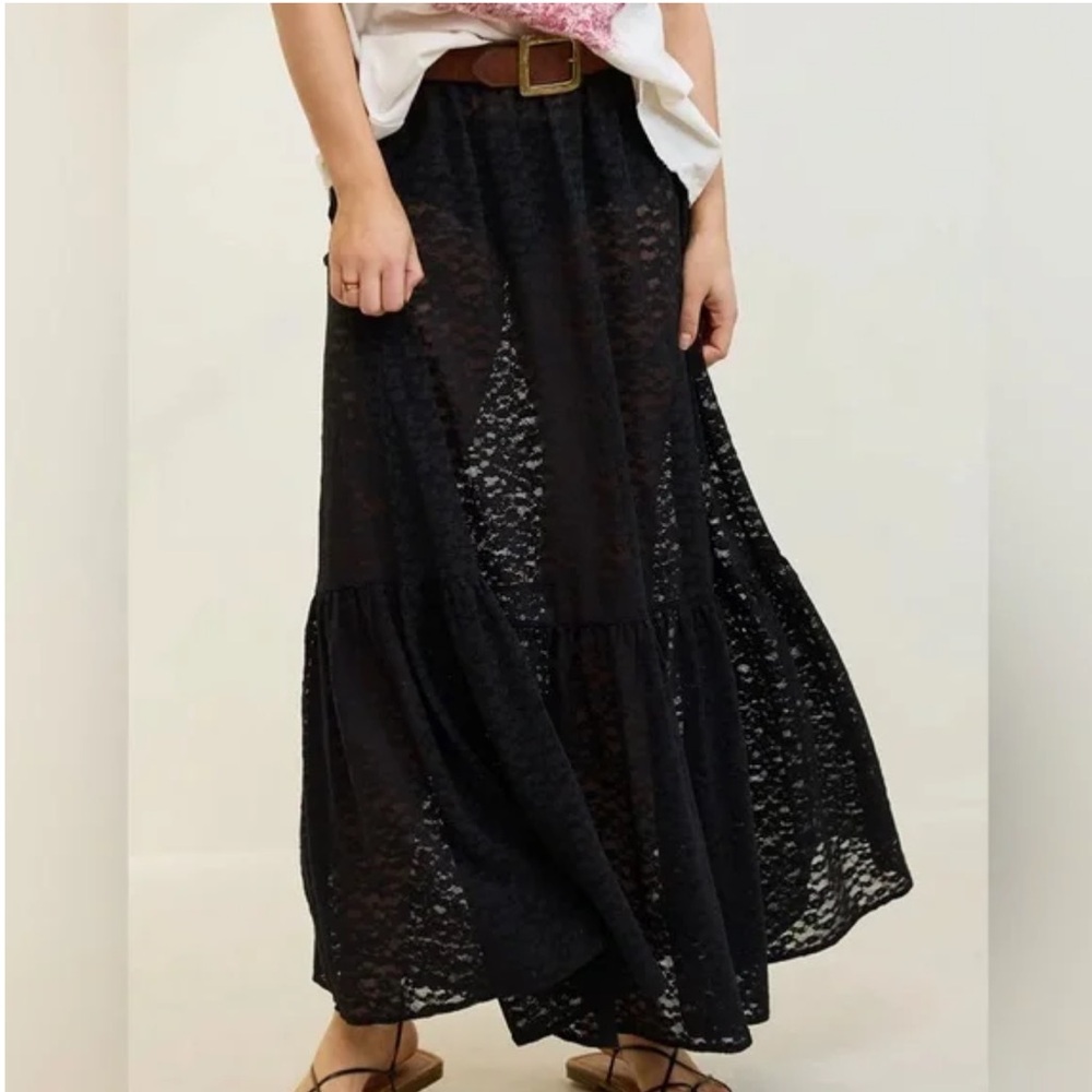 Aerie Lace Tiered Maxi Skirt